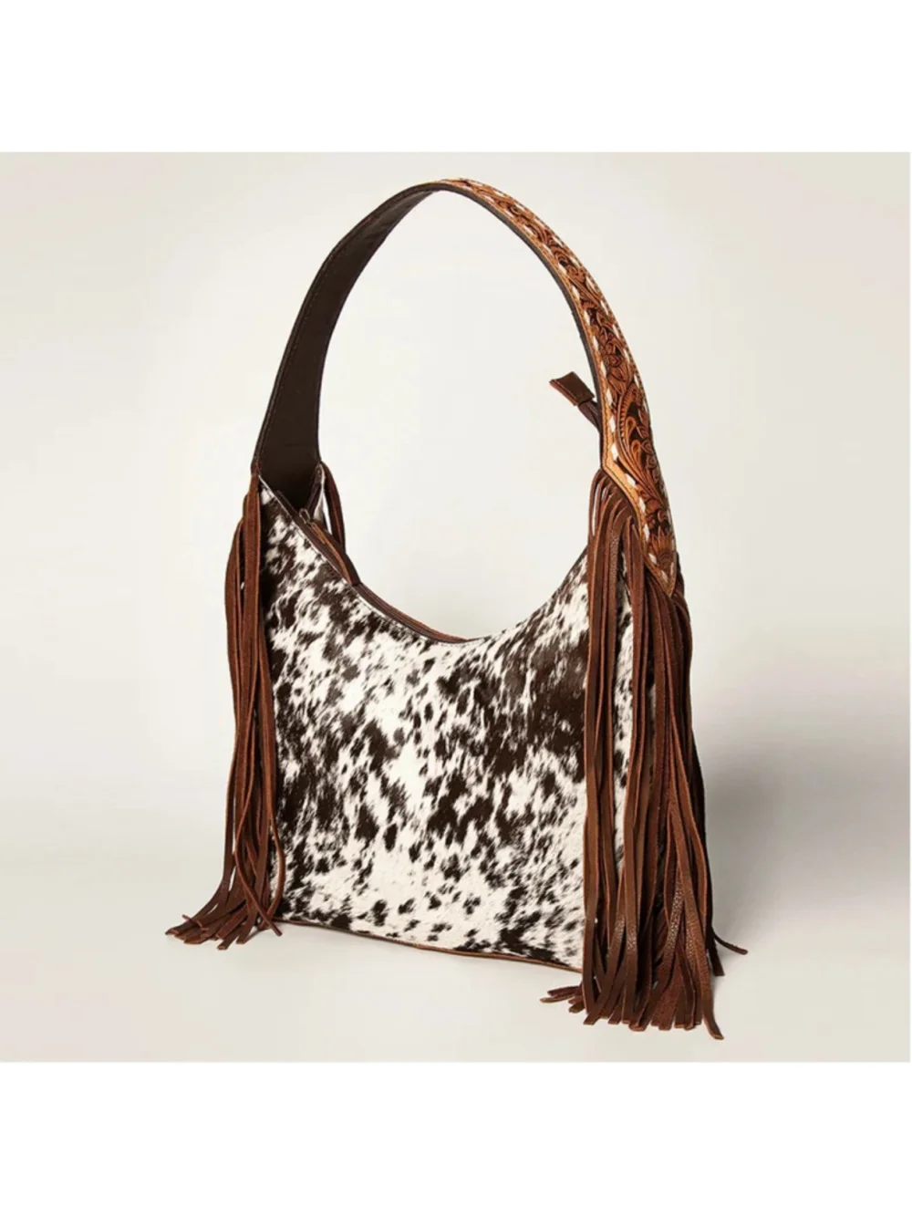 American Darling Western Fringe Cowhide Hobo Bag